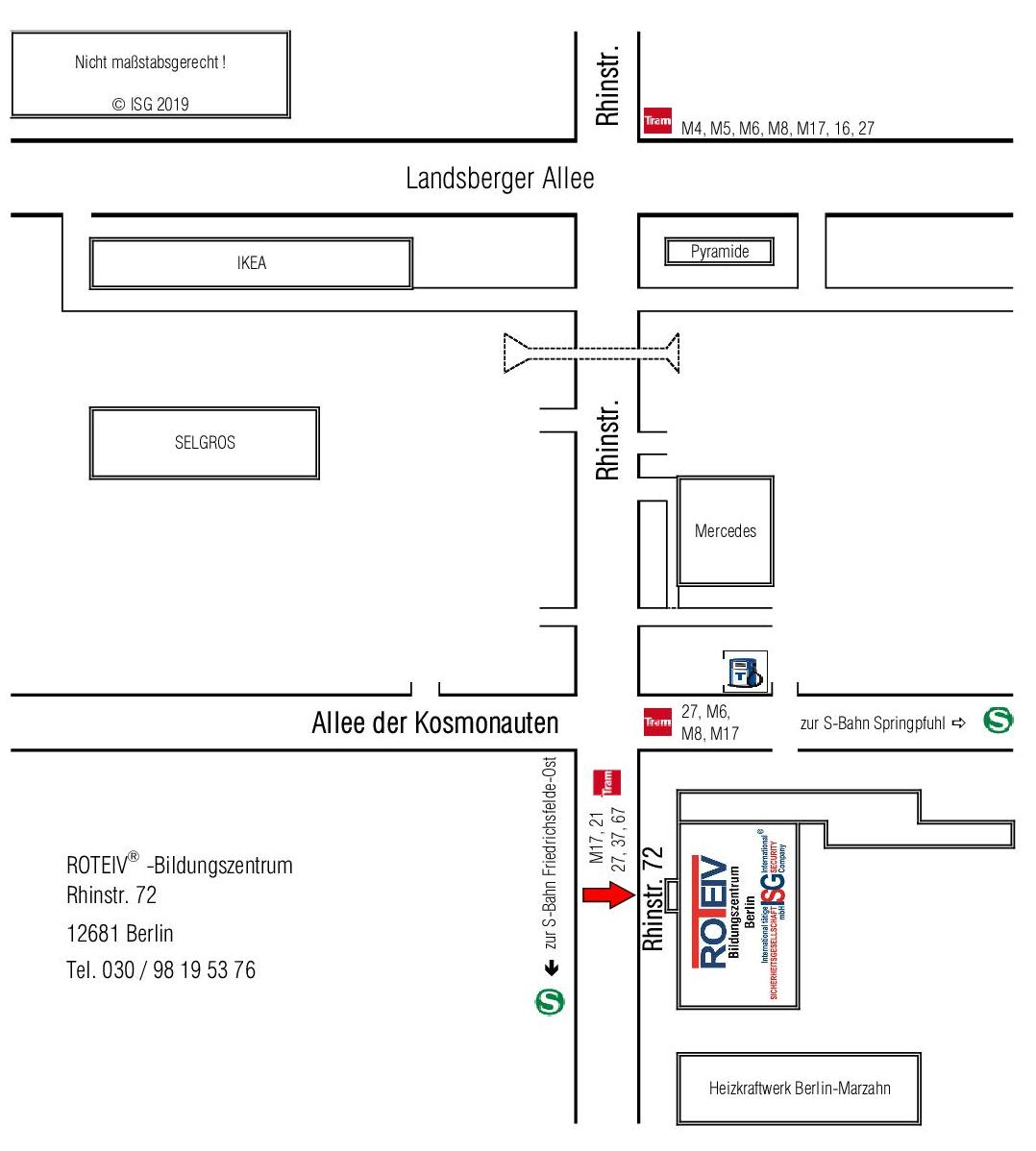 Anreiseskizze Stadtplan Büro Rhinstr 72 Bildungszentrum